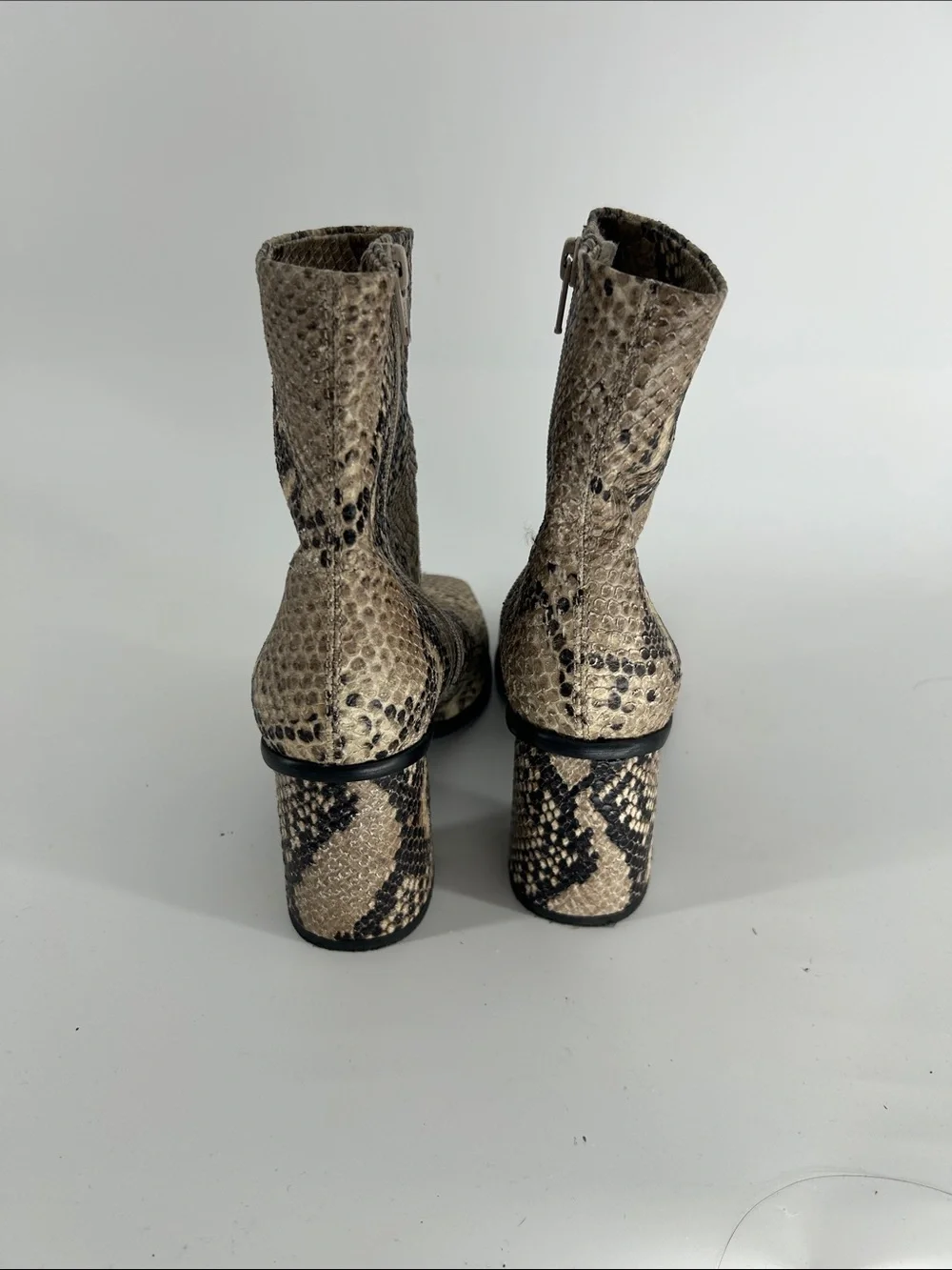 Free People Cecile Snakeskin Block Heel Ankle Boots - UK‎ 37